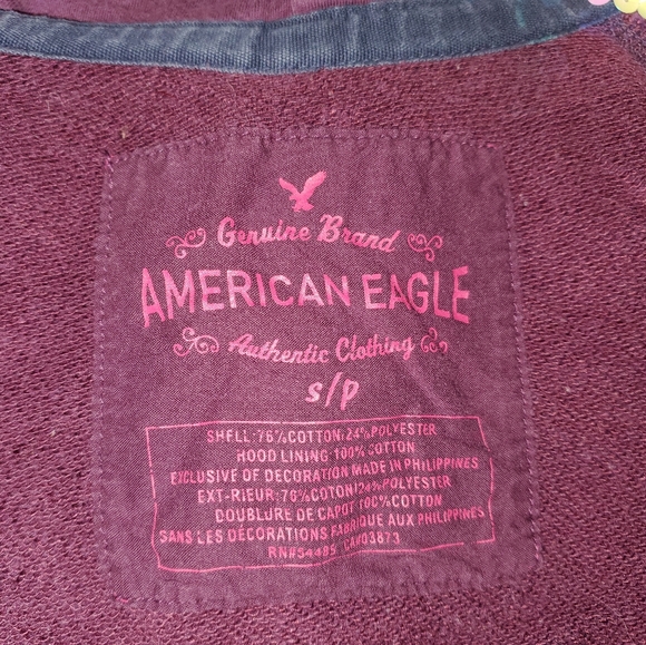 ●SOLD● Women's American Eagle Pullover Hoodie - Purple Wine and Brown - Picture 3 of 7